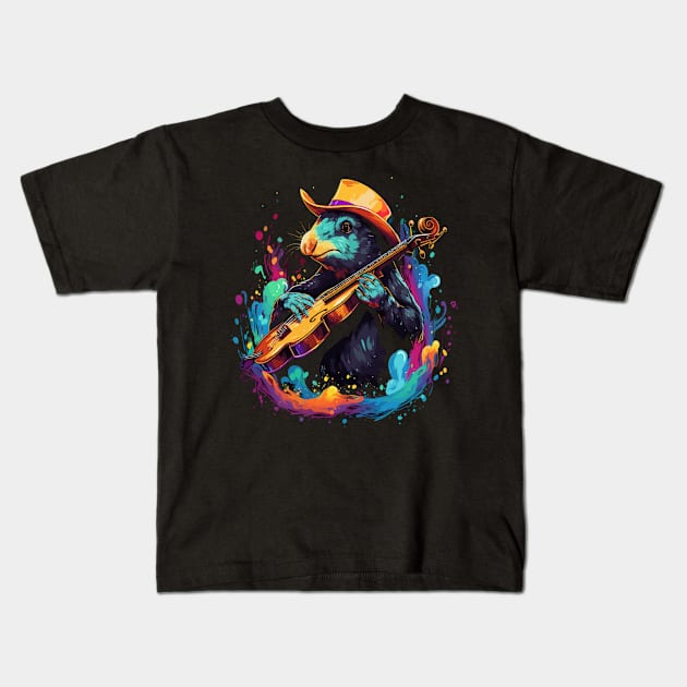 Platypus Playing Violin Kids T-Shirt by JH Mart